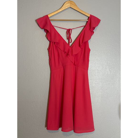 Lulus Triana Coral Pink Ruffled Backless Open Going Out Dress Womens Small Pink - Picture 2 of 12